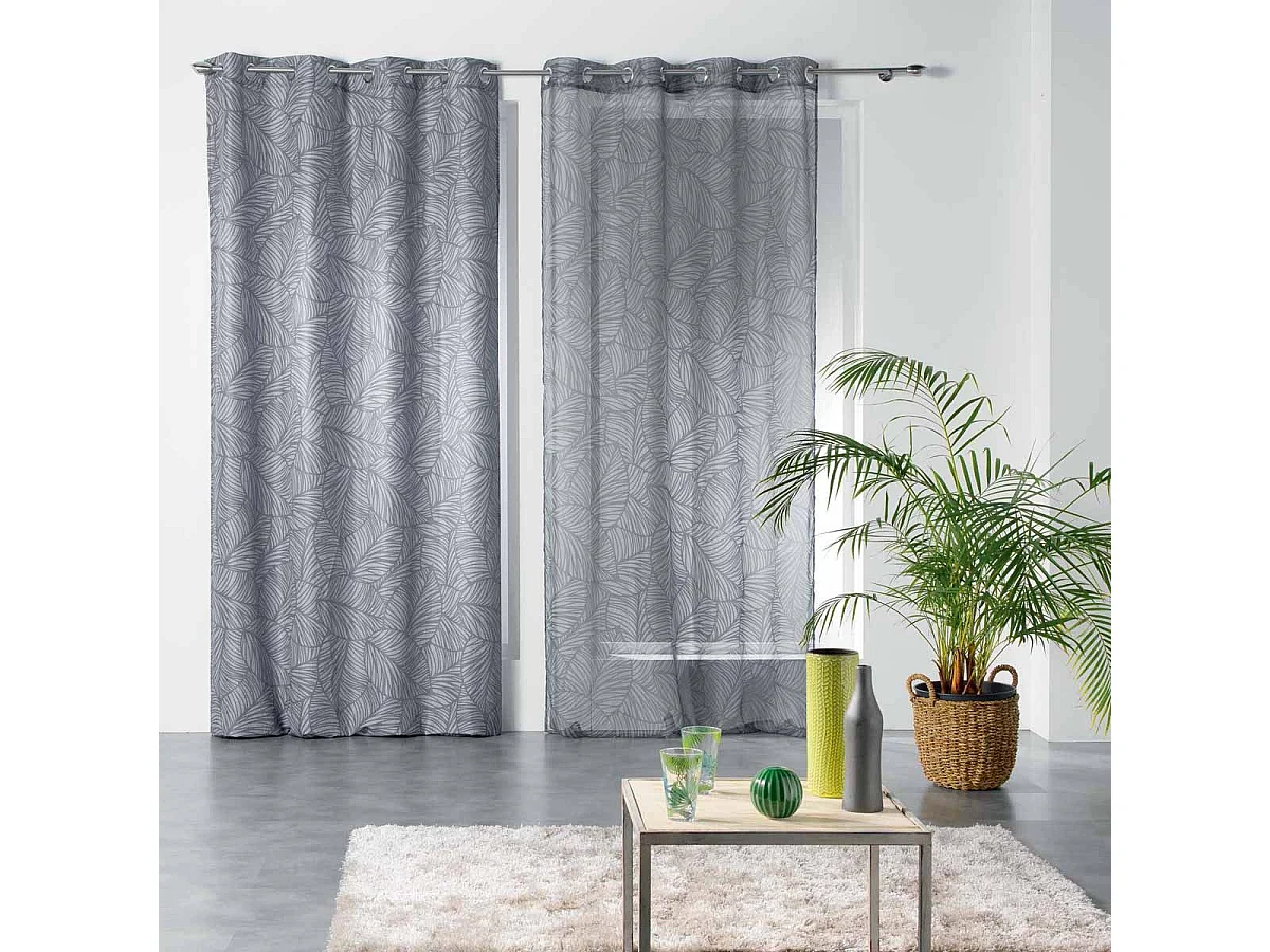 Rideau Voilage à Œillets "Galip" 140x240cm Anthracite