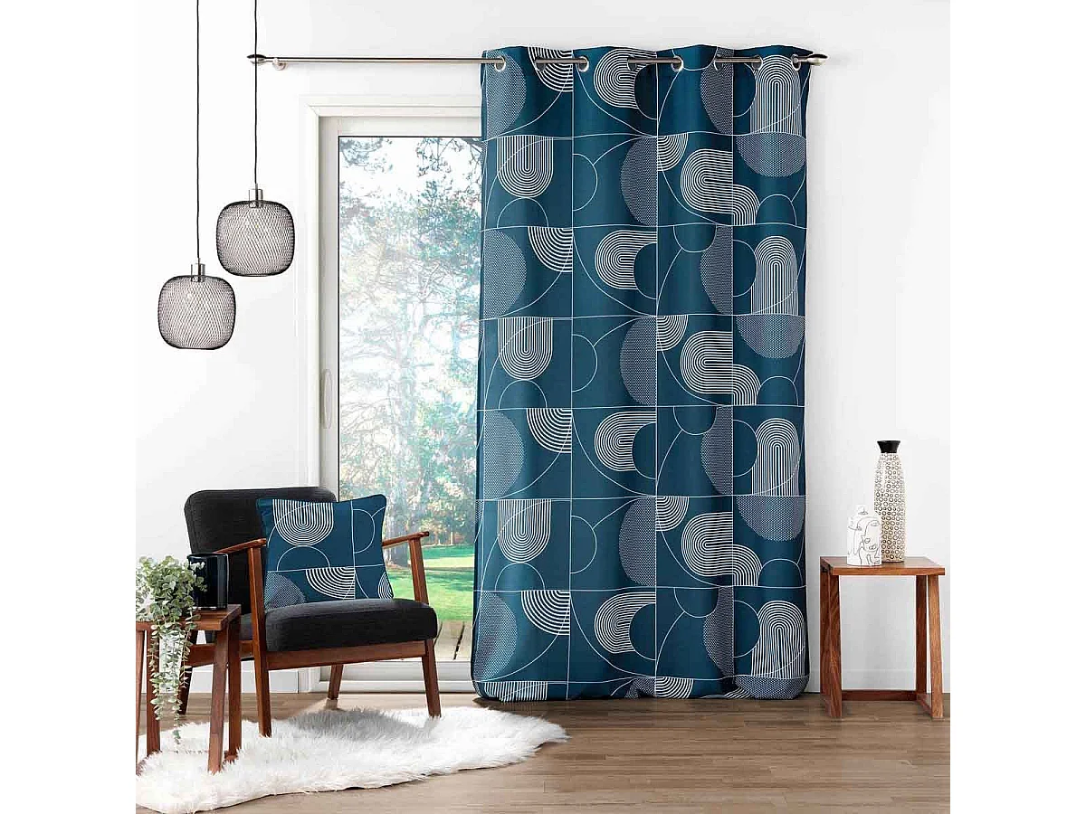 Rideau à Œillets "Esquisse" 140x260cm Bleu