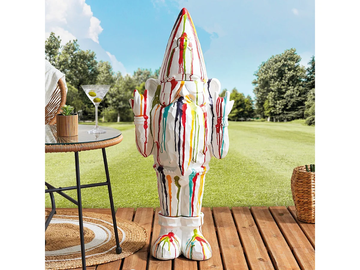 Sculpture Nano Rock Interieur Exterieur H100cm Blanc, Multicolore