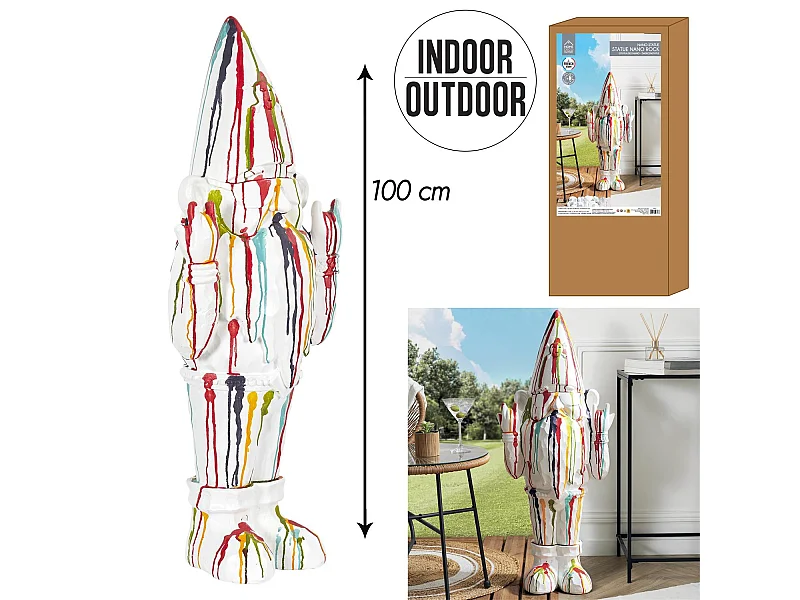 Sculpture Nano Rock Interieur Exterieur H100cm Blanc, Multicolore