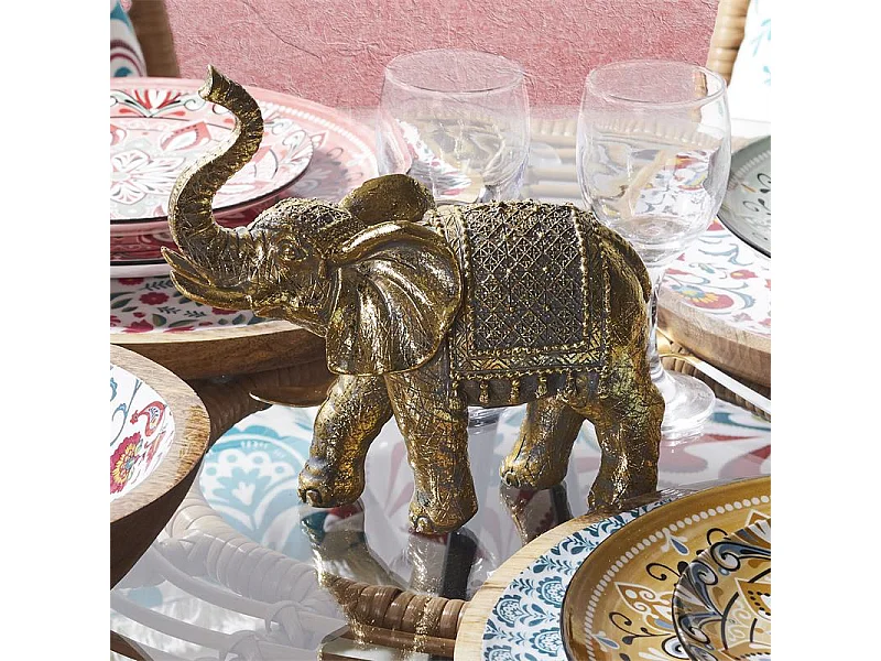 Statuette Déco "Éléphant" 21cm Doré