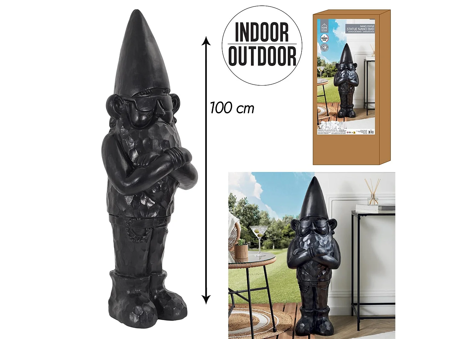 Sculpture Nano Bad Interieur Exterieur H100cm Noir