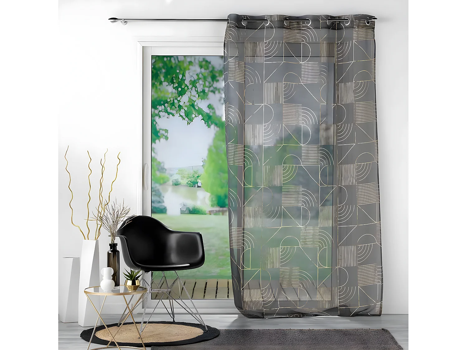 Rideau Voilage à Œillets "Lineor" 140x280cm Anthracite