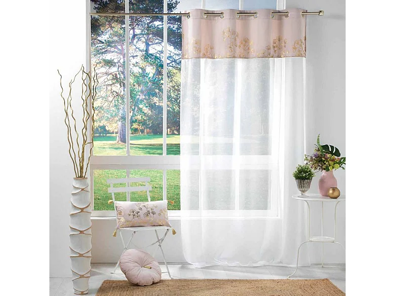 Rideau Voilage à Œillets "Milarose" 140x240cm Dragée