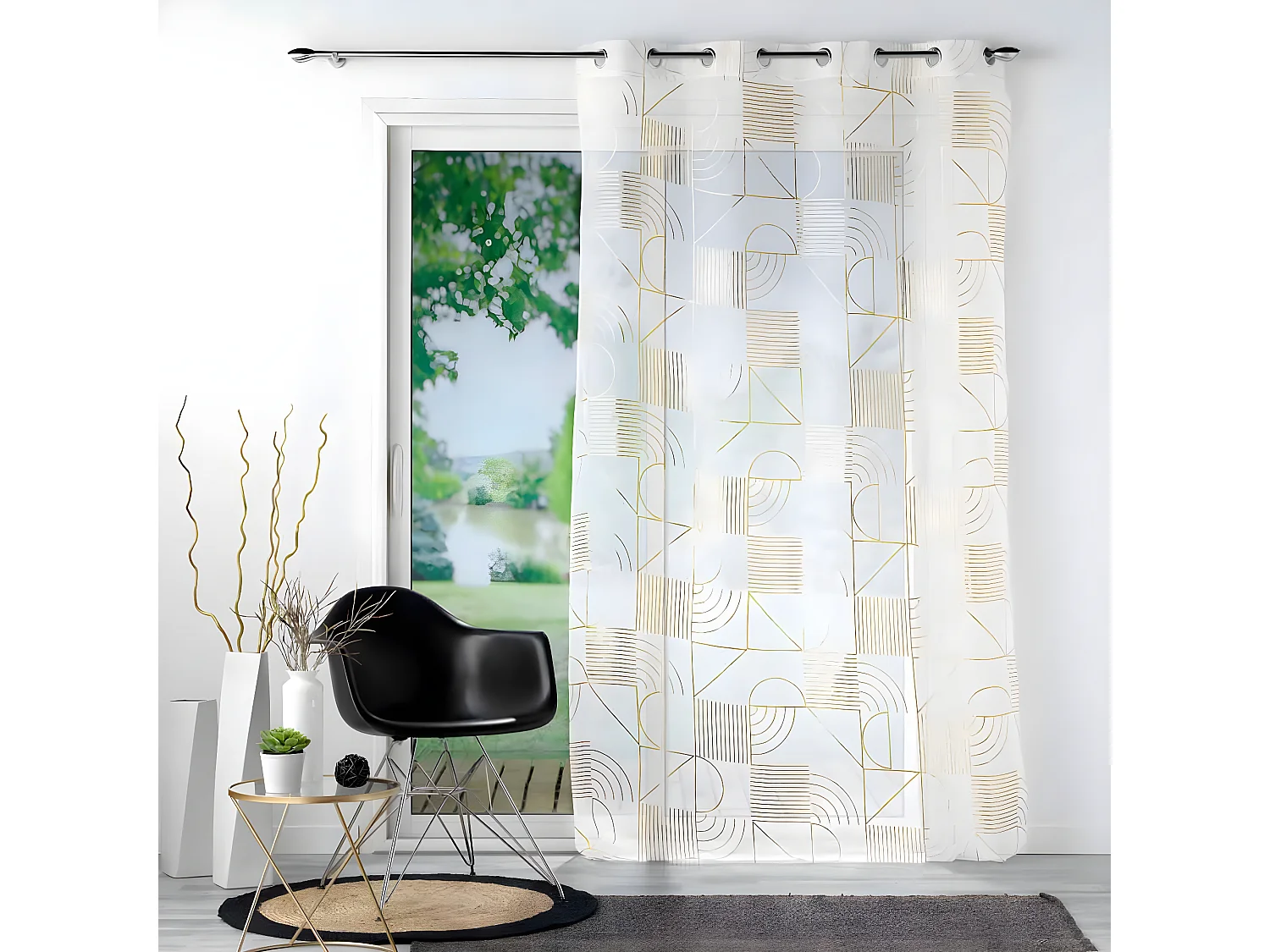 Rideau Voilage à Œillets "Lineor" 140x240cm Blanc