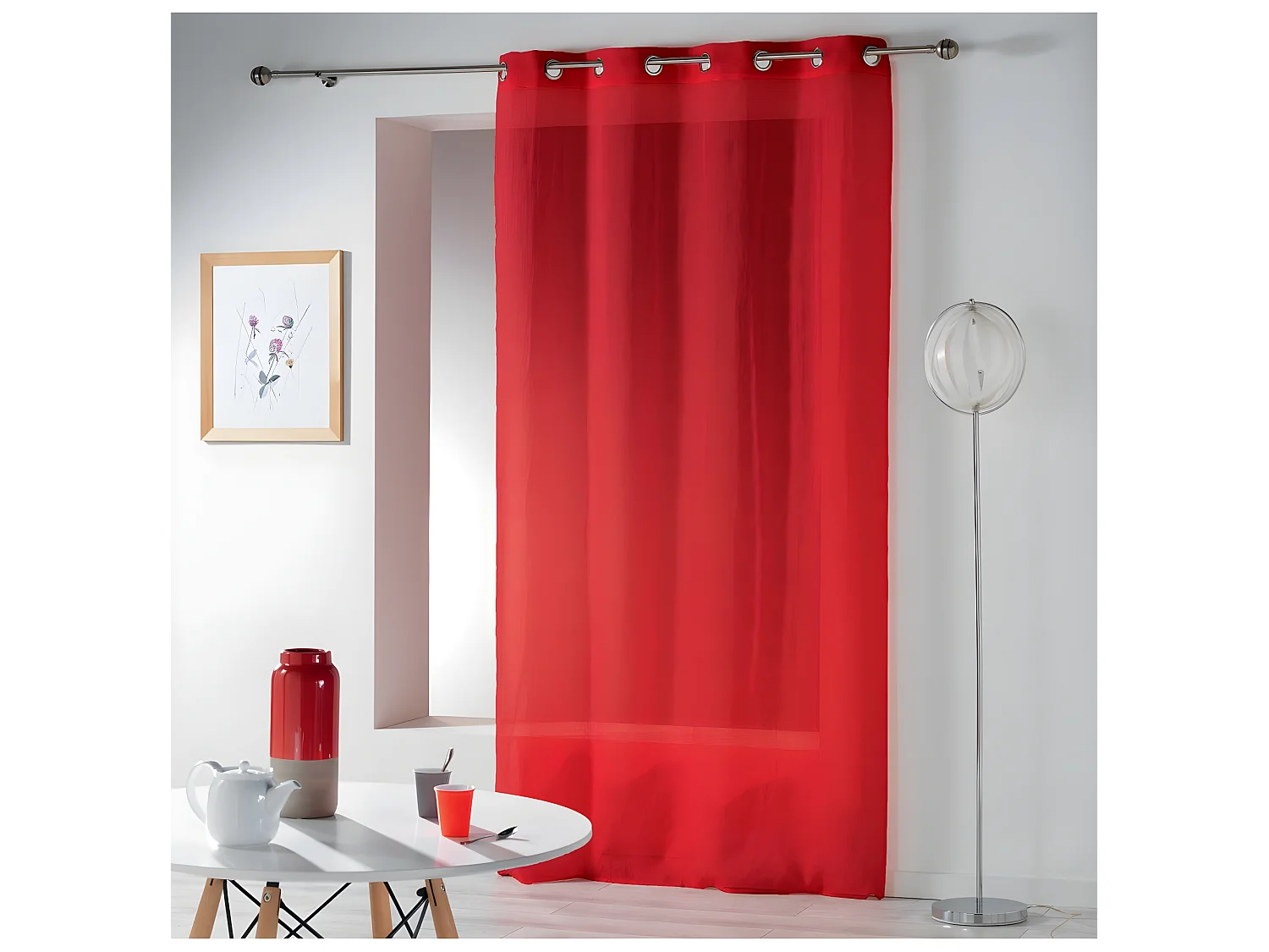 Rideau Voilage Étamine "Telma" 140x280cm Rouge