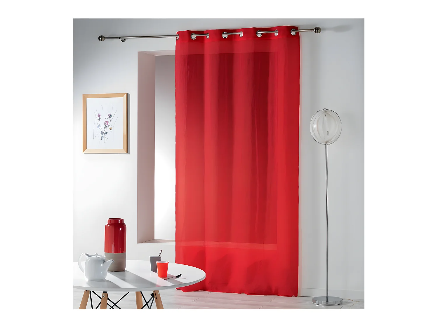 Rideau Voilage Étamine "Telma" 140x280cm Rouge