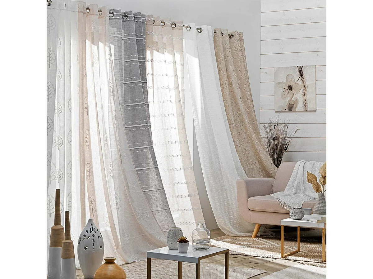 Rideau Voilage à Œillets "Aloria" 140x280cm Blanc