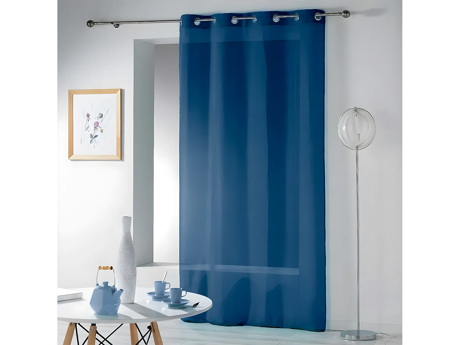 Rideau Voilage Étamine "Telma" 140x280cm Bleu Marine