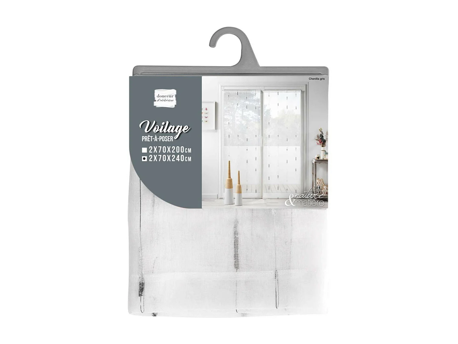Paire de Voilages "Chenilla" 70x240cm Gris