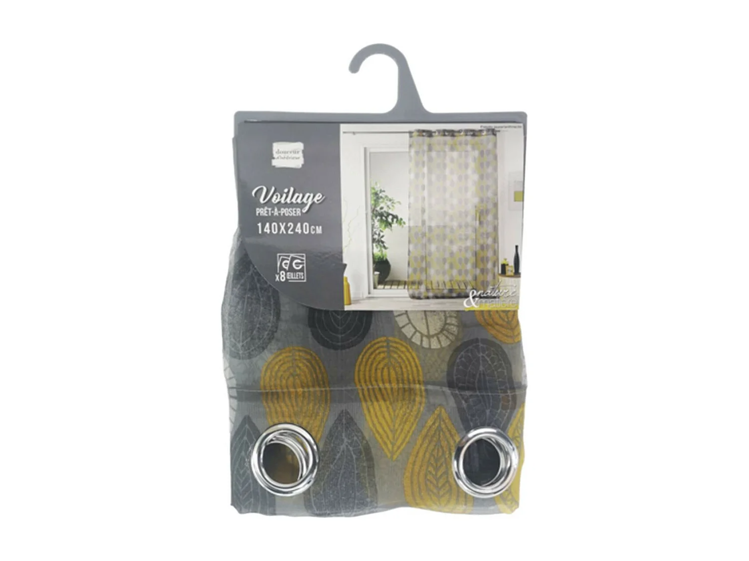 Rideau Voilage "Palpito" 140x240cm Anthracite & Jaune