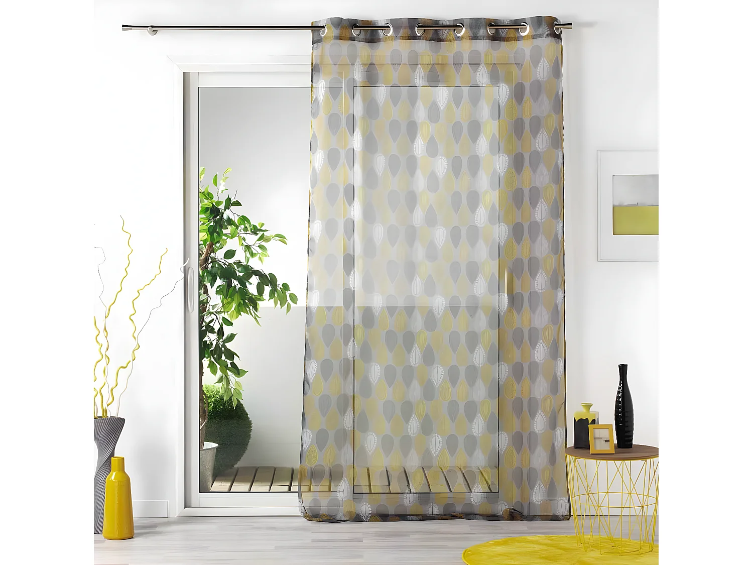 Rideau Voilage "Palpito" 140x240cm Anthracite & Jaune