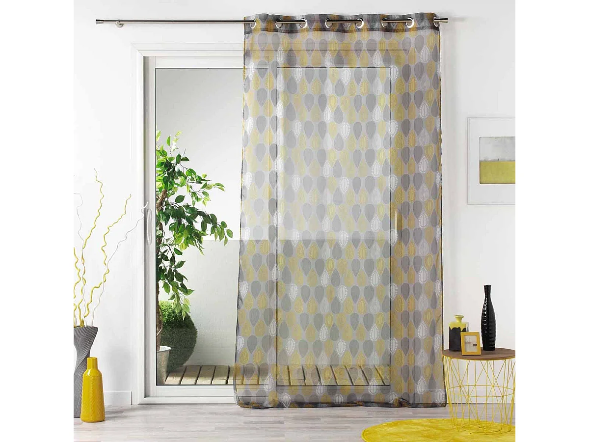 Rideau Voilage "Palpito" 140x240cm Anthracite & Jaune