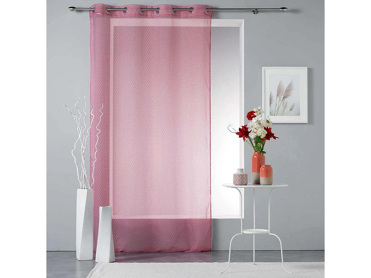 Rideau Voilage à Œillets "Stellaire" 140x240cm Rouge