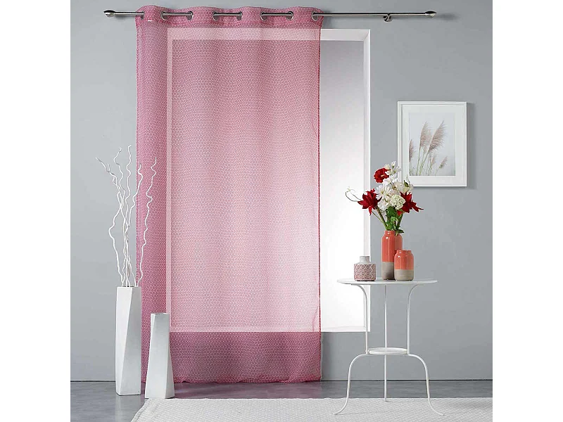 Rideau Voilage à Œillets "Stellaire" 140x240cm Rouge