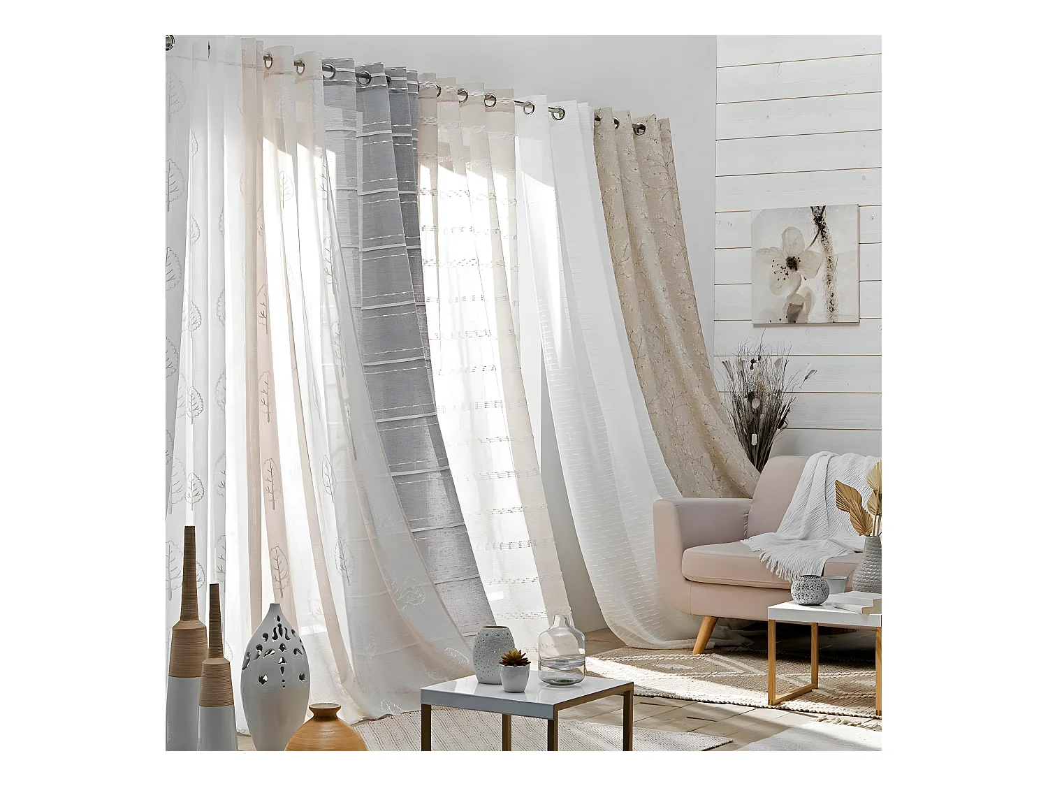Rideau Voilage à Œillets "Medina" 140x240cm Blanc