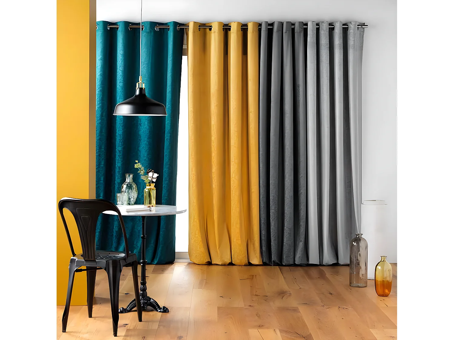 Rideau Occultant "Aquarelle" 135x240cm Anthracite