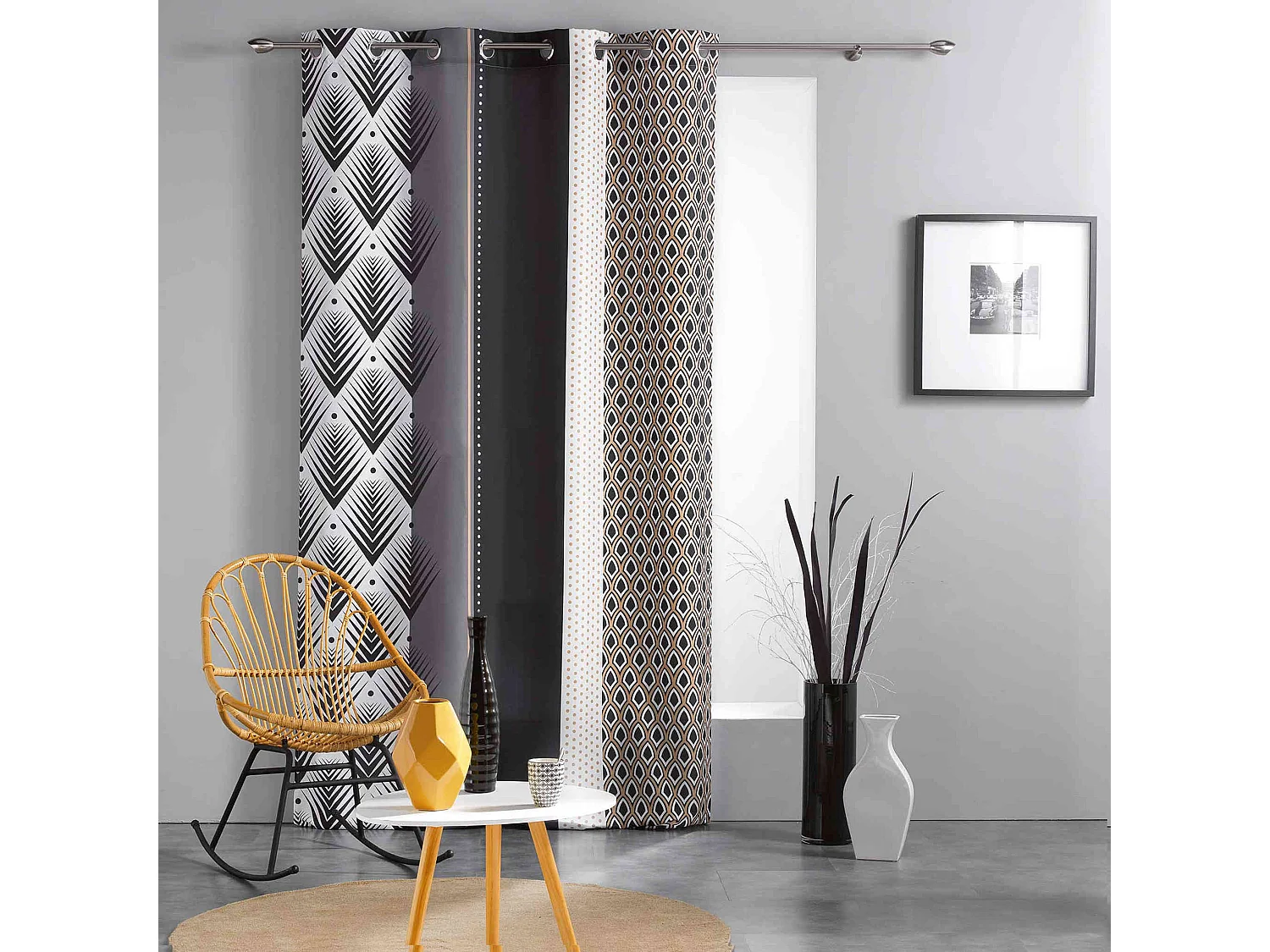 Rideau Imprimé "Galiléo" 140x260cm Noir