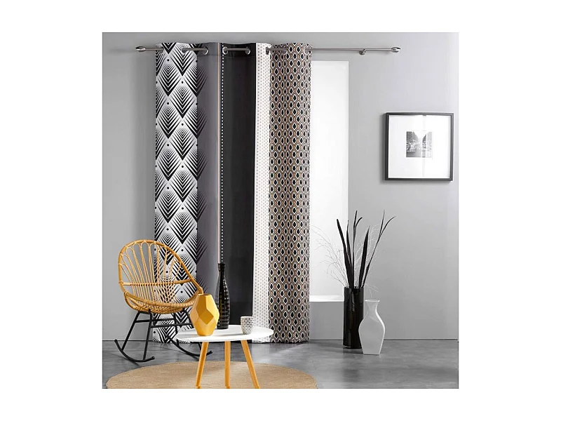 Rideau Imprimé "Galiléo" 140x260cm Noir