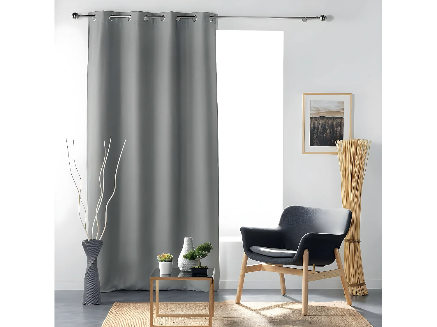 Rideau Occultant "Tissea" 135x240cm Gris