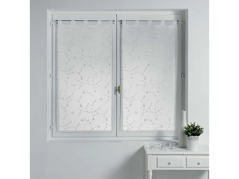 Paire de Voilages "Petite Fleur" 60x160cm Blanc