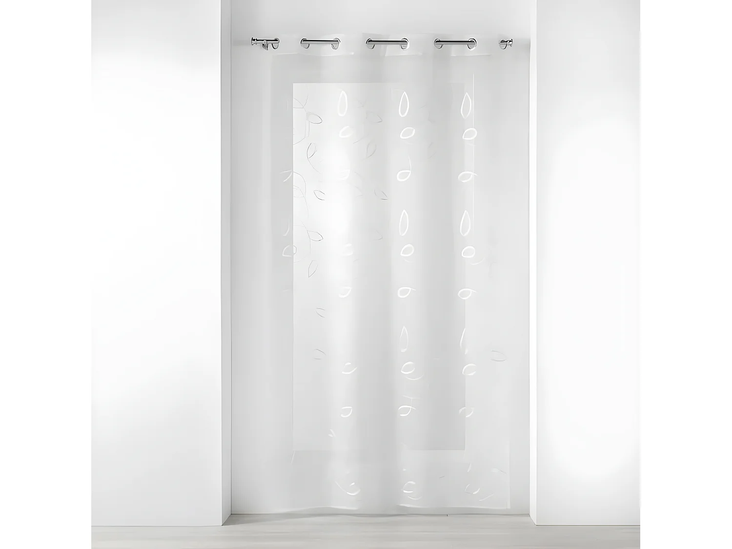 Rideau Voilage à Œillets "Hoops" 140x240cm Blanc