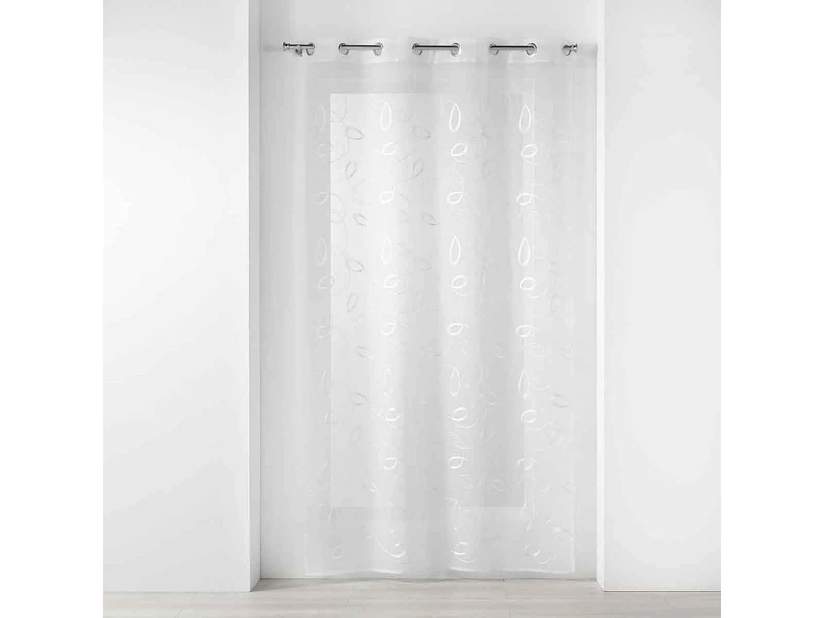 Rideau Voilage à Œillets "Hoops" 140x240cm Blanc