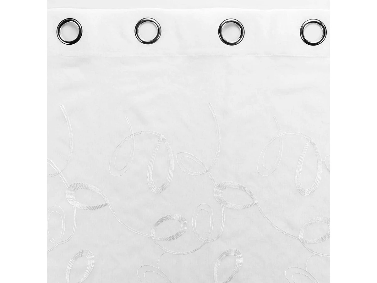 Rideau Voilage à Œillets "Hoops" 140x240cm Blanc