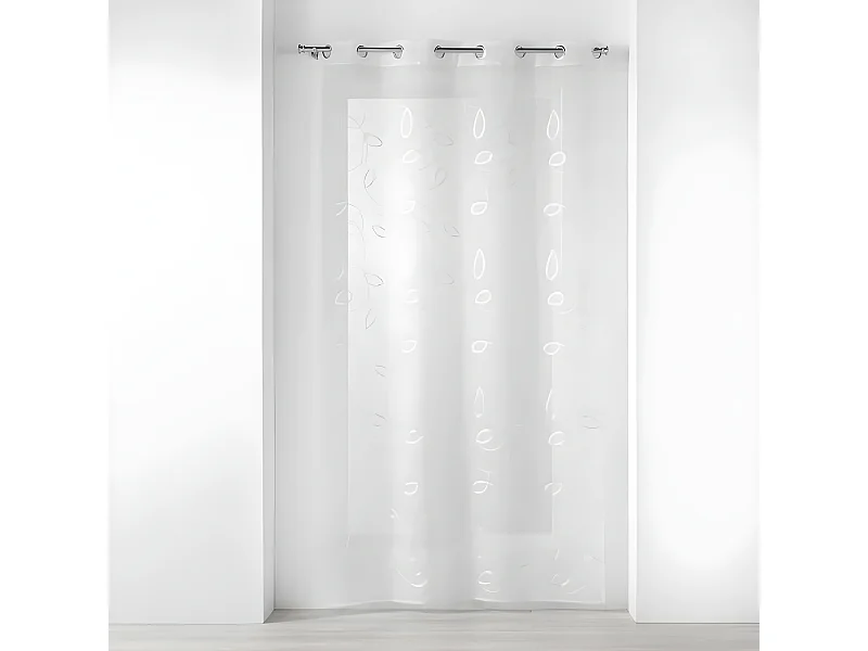 Rideau Voilage à Œillets "Hoops" 140x240cm Blanc
