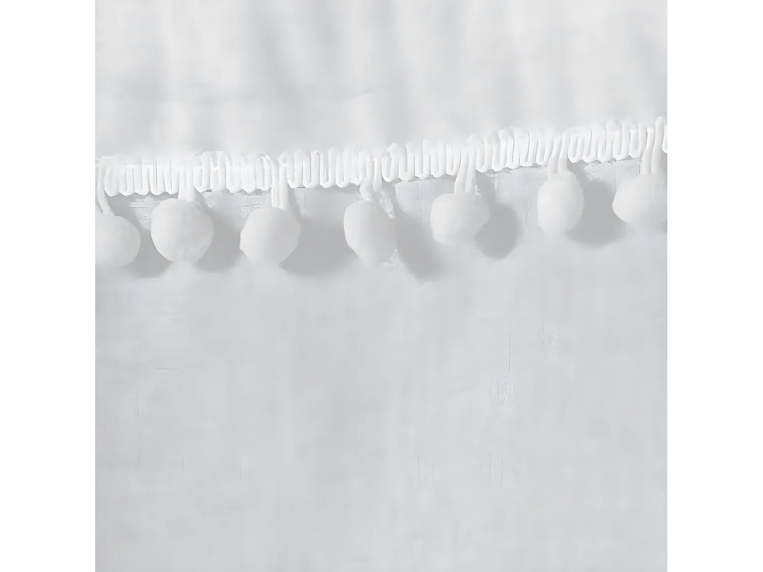 Paire de Voilages à Pompons "Poupette" 60x160cm Blanc