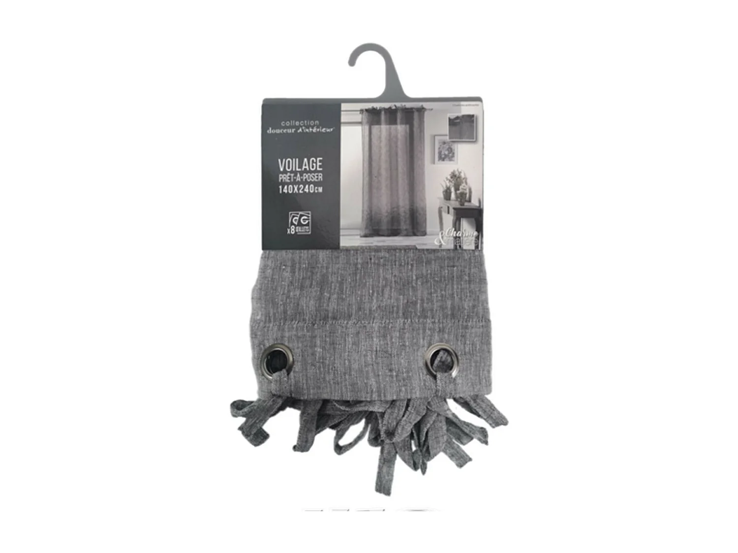 Rideau Voilage à Nouettes "Charlotte" 140x240cm Anthracite