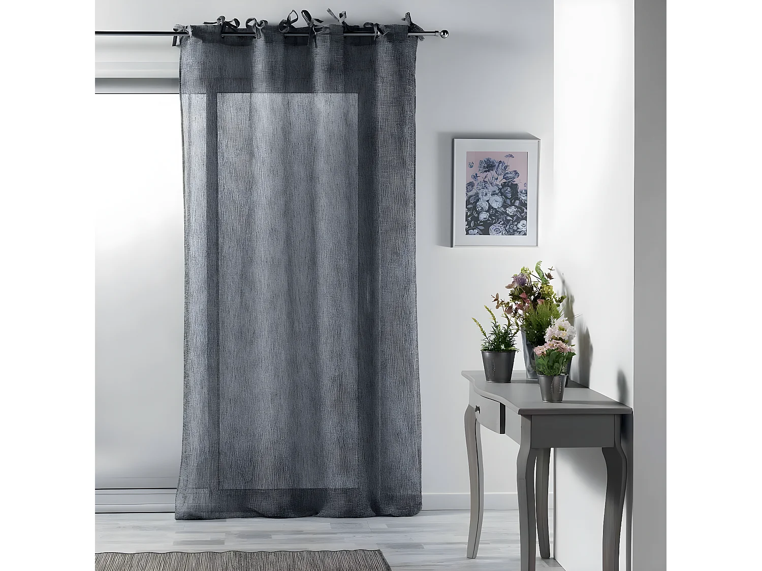 Rideau Voilage à Nouettes "Charlotte" 140x240cm Anthracite