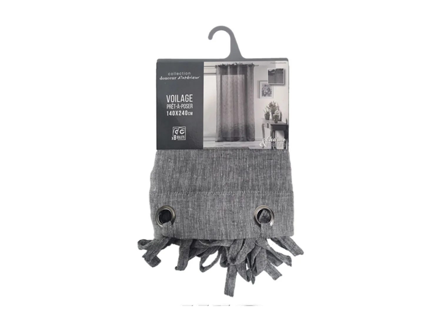 Rideau Voilage à Nouettes "Charlotte" 140x240cm Anthracite