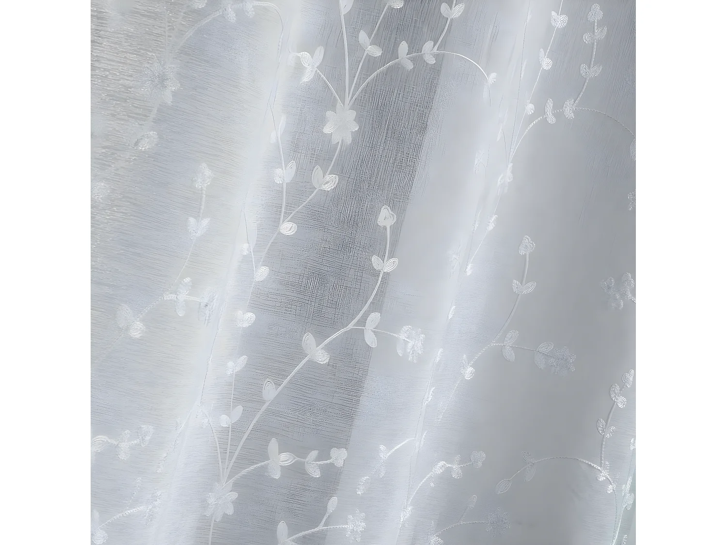 Rideau Voilage à Œillets "Petite Fleur" 140x240cm Blanc