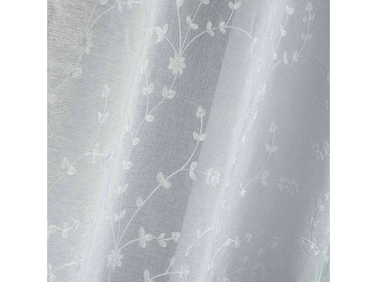 Rideau Voilage à Œillets "Petite Fleur" 140x240cm Blanc