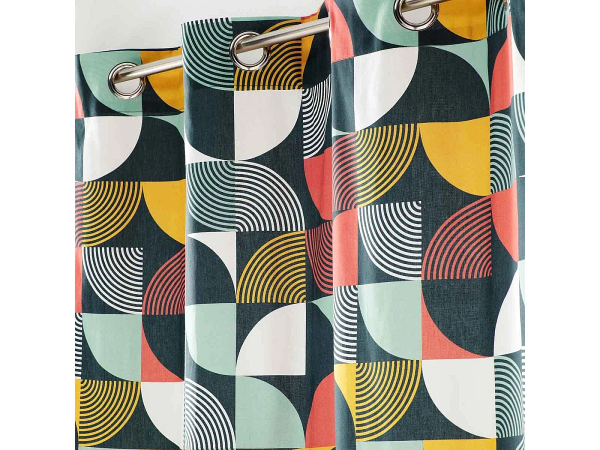 Rideau à Œillets Imprimé "Rythmo" 140x240cm Orange