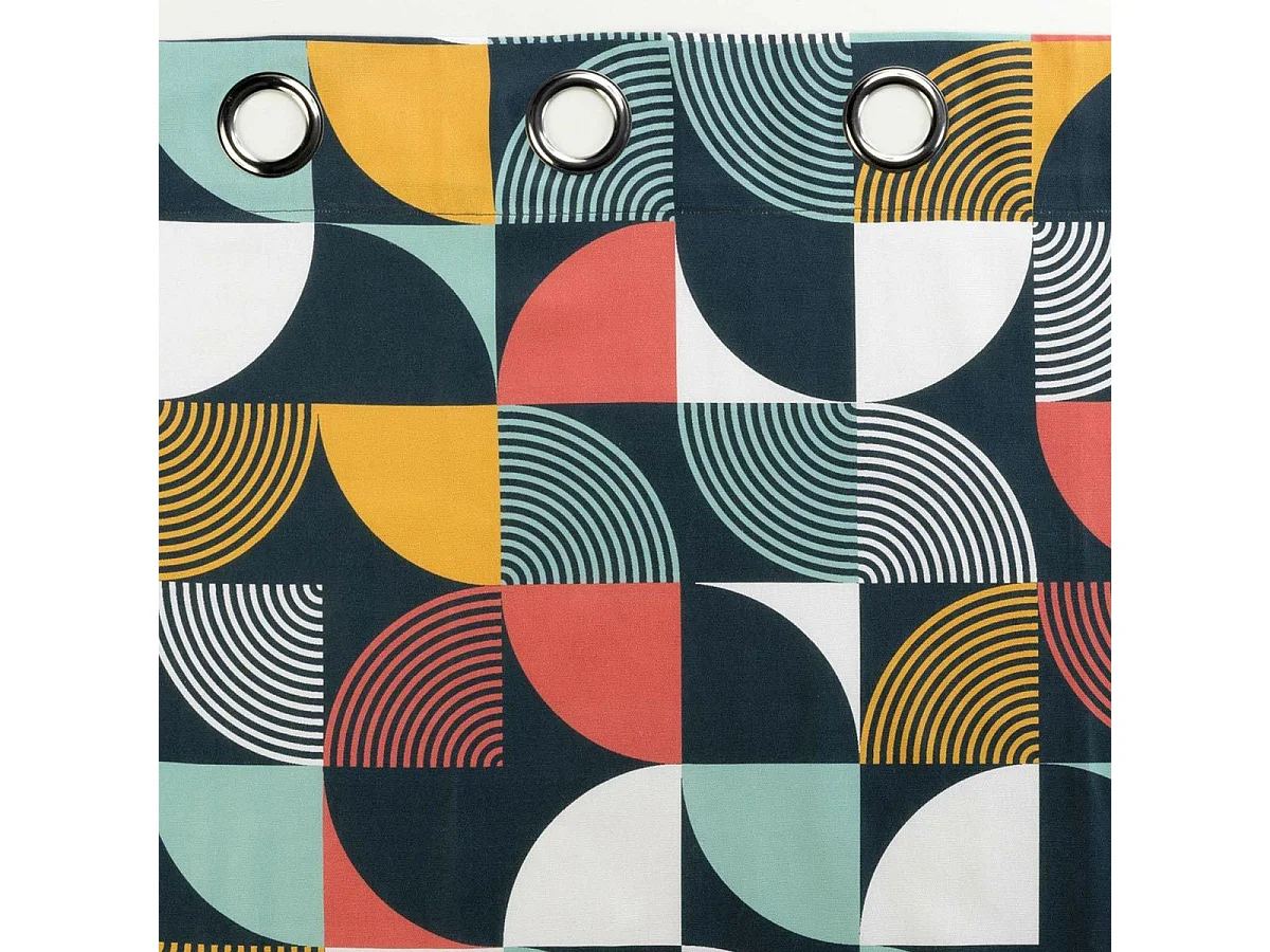 Rideau à Œillets Imprimé "Rythmo" 140x240cm Orange