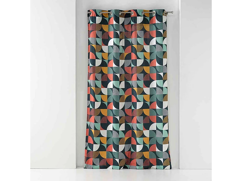 Rideau à Œillets Imprimé "Rythmo" 140x240cm Orange