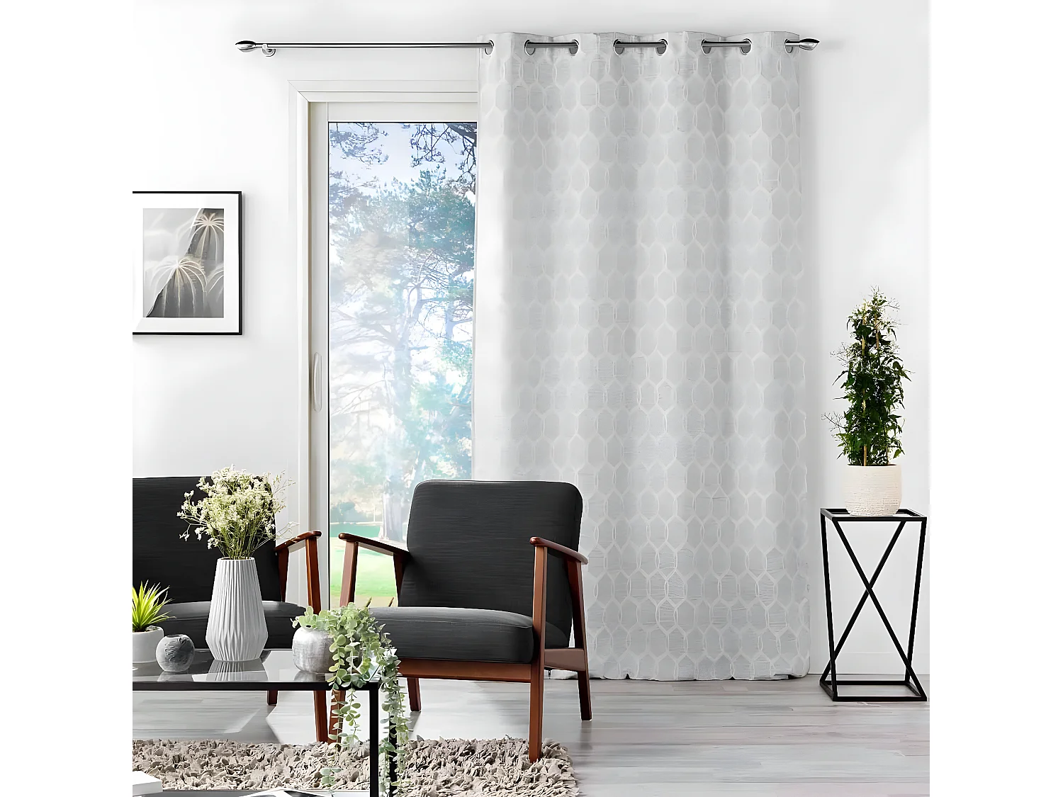 Rideau à Œillets Jacquard "Utopia" 140x260cm Gris