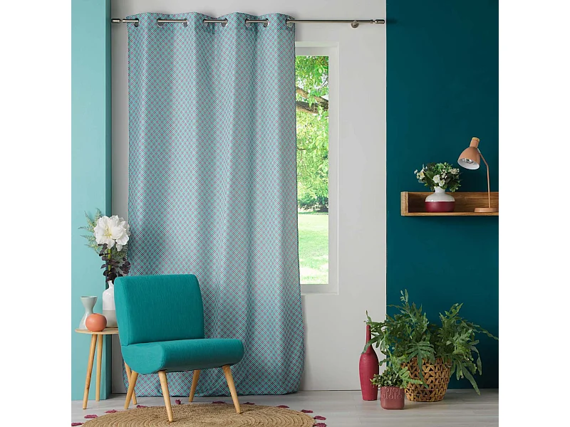 Cortina de tapicería estilo geométrico 140 x 260 cm
