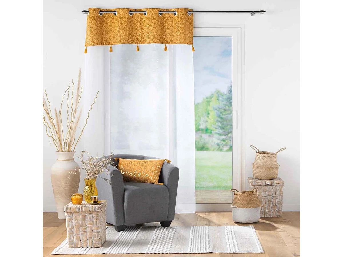 Rideau Voilage à Œillets "Evie" 140x240cm Ocre