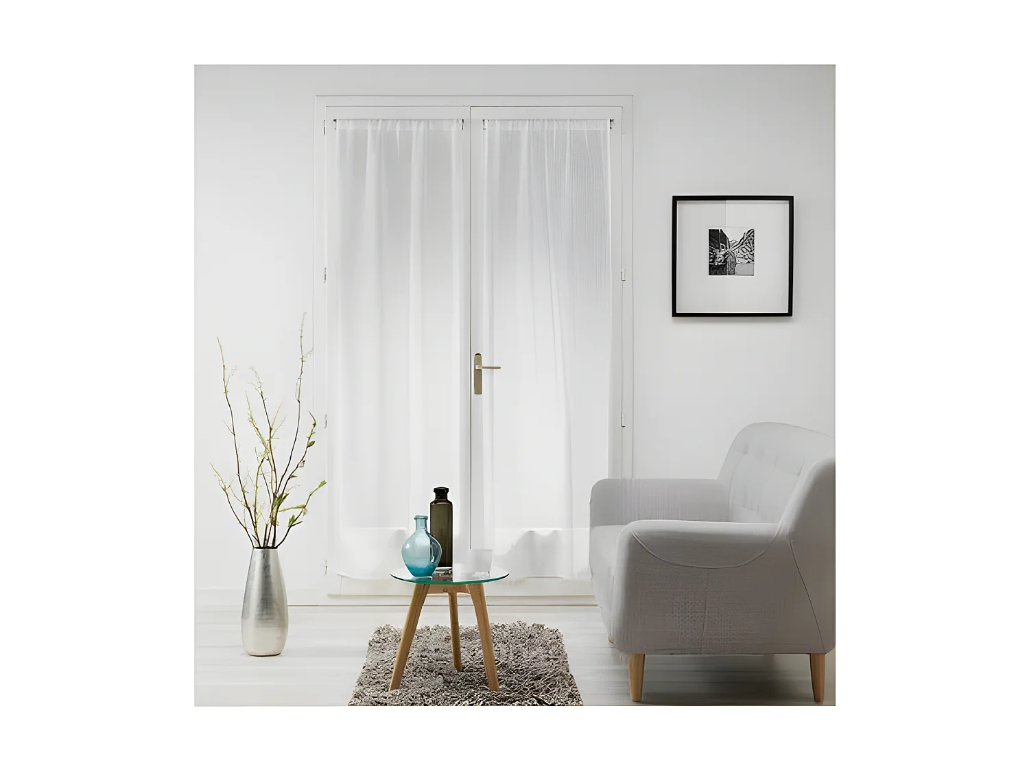 Paire de Voilages "Milza" 70x200cm Blanc