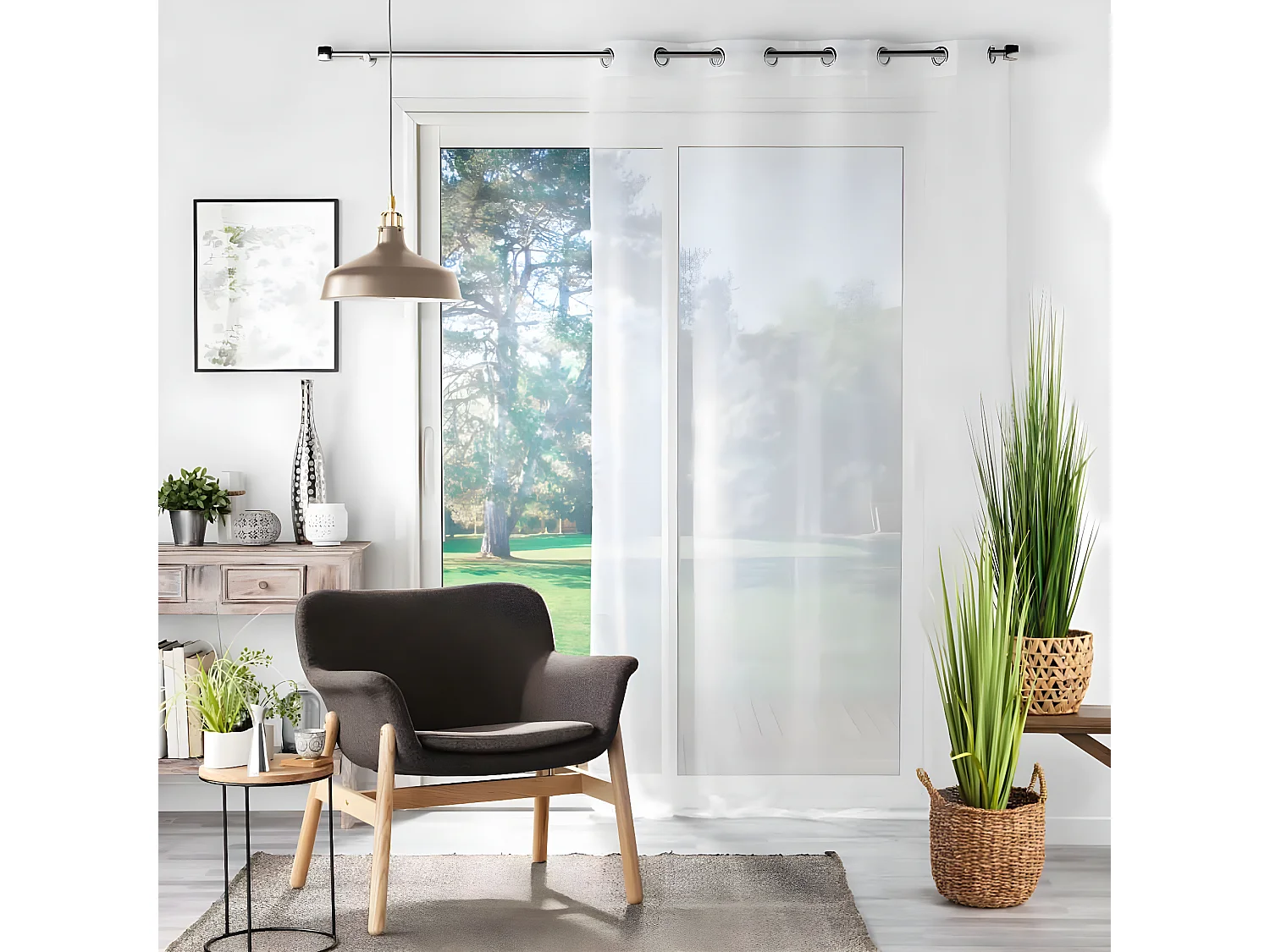 Rideau Voilage à Œillets "Perlina" 140x280cm Blanc