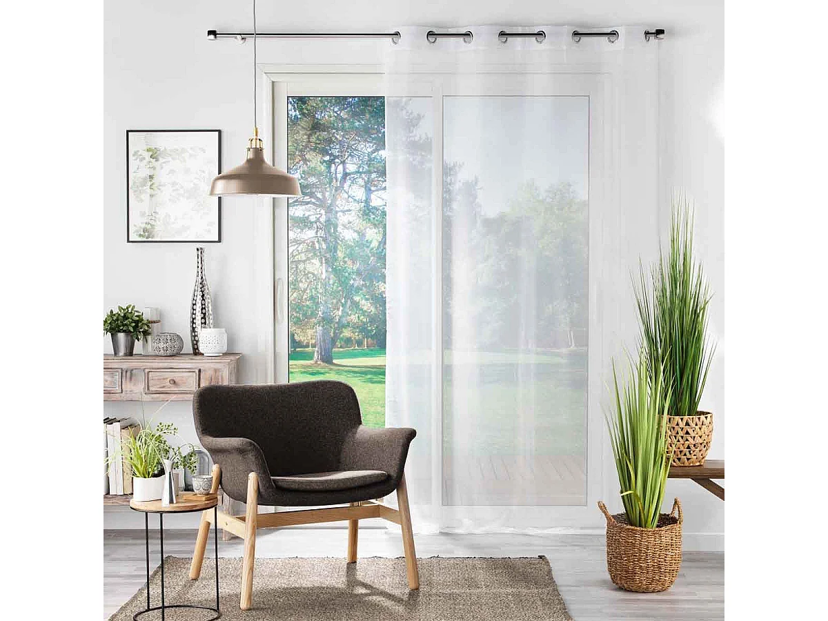 Rideau Voilage à Œillets "Perlina" 140x280cm Blanc