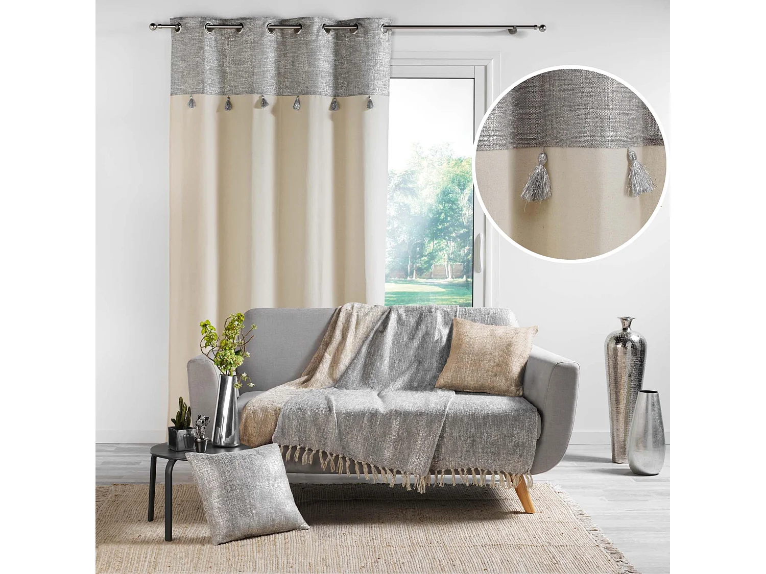 Rideau à Œillets "New Sultan" 140x240cm Argent