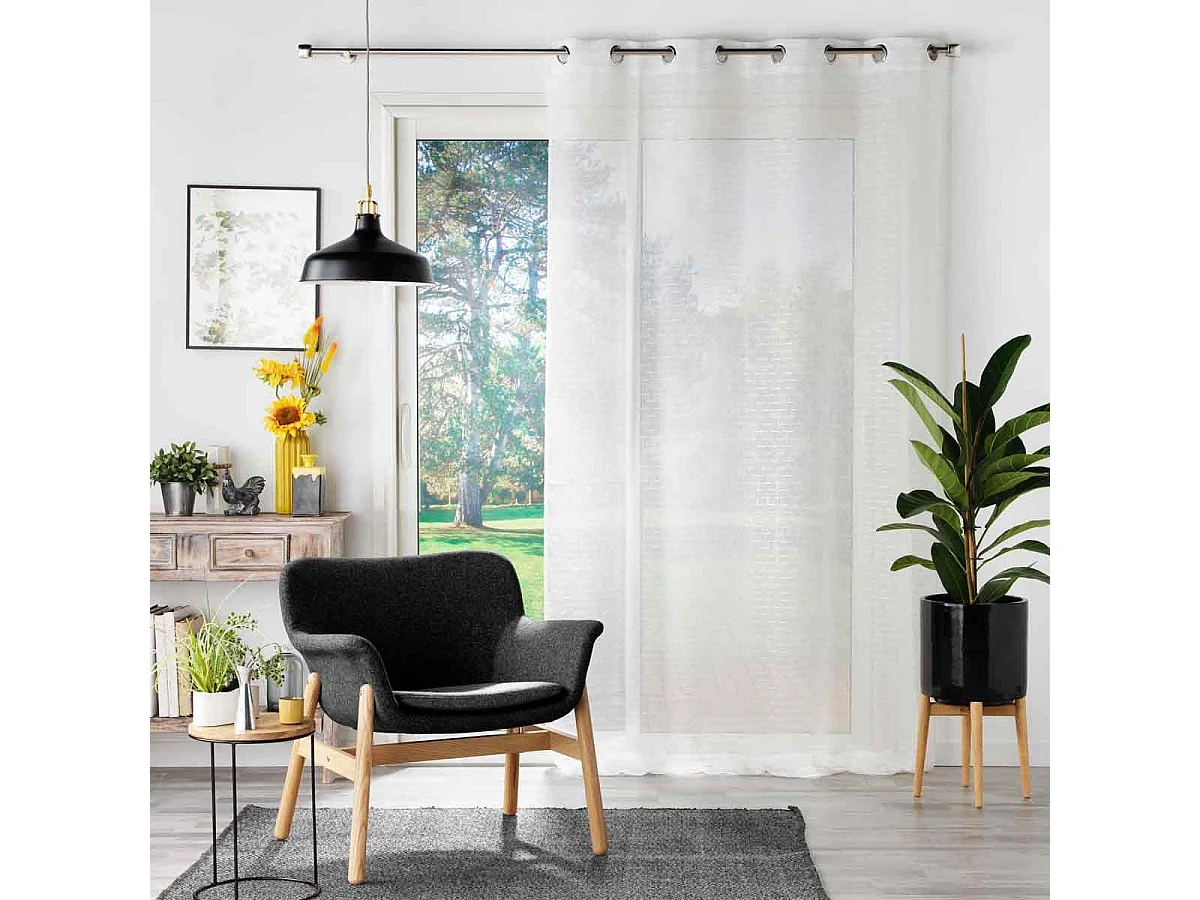 Rideau Voilage à Œillets "Cyrielle" 140x240cm Blanc