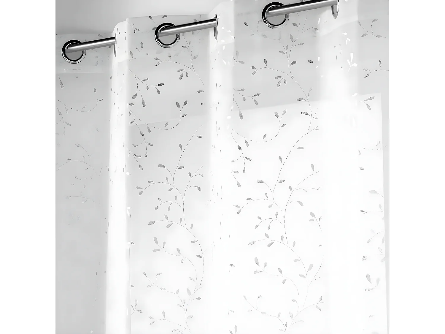 Rideau Voilage à Œillets "Floressia" 140x240cm Blanc