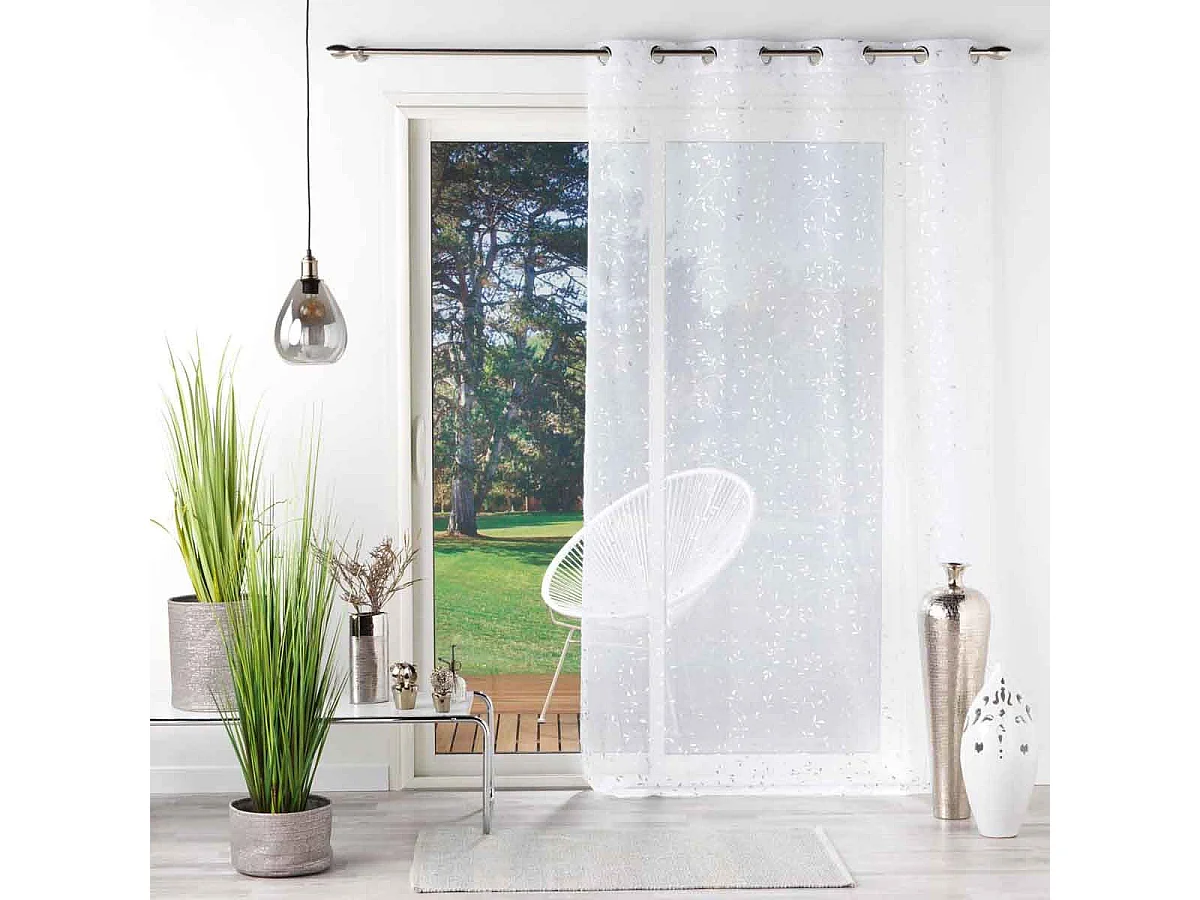 Rideau Voilage à Œillets "Floressia" 140x240cm Blanc