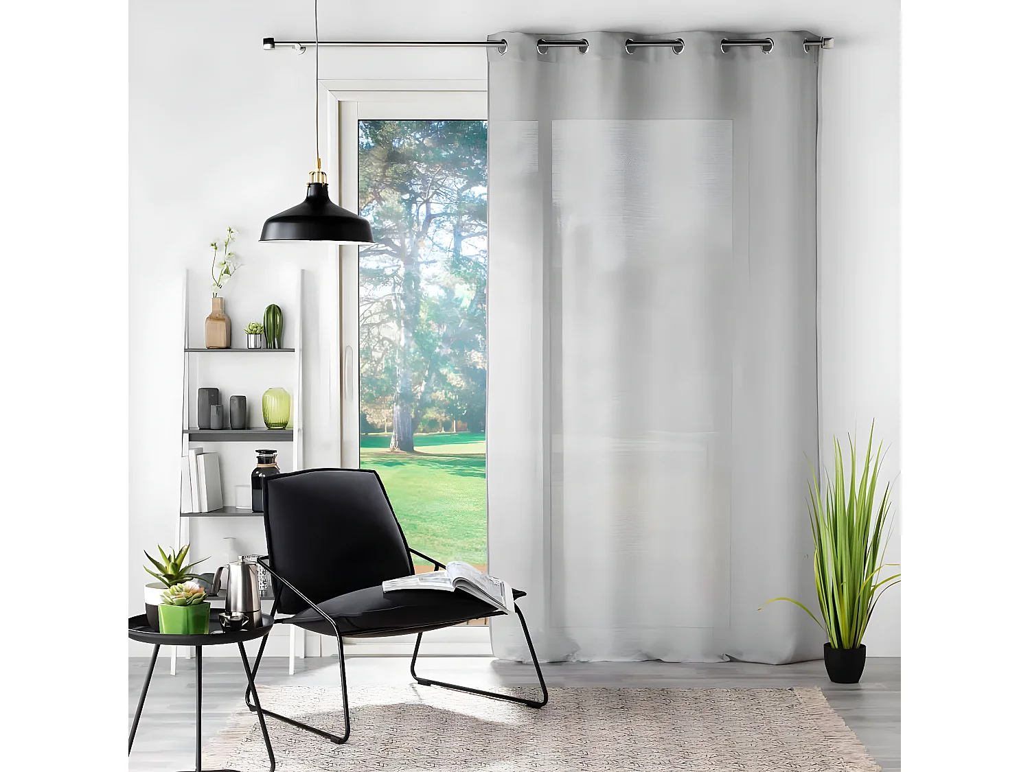 Rideau Voilage à Œillets "Soane" 140x240cm Gris