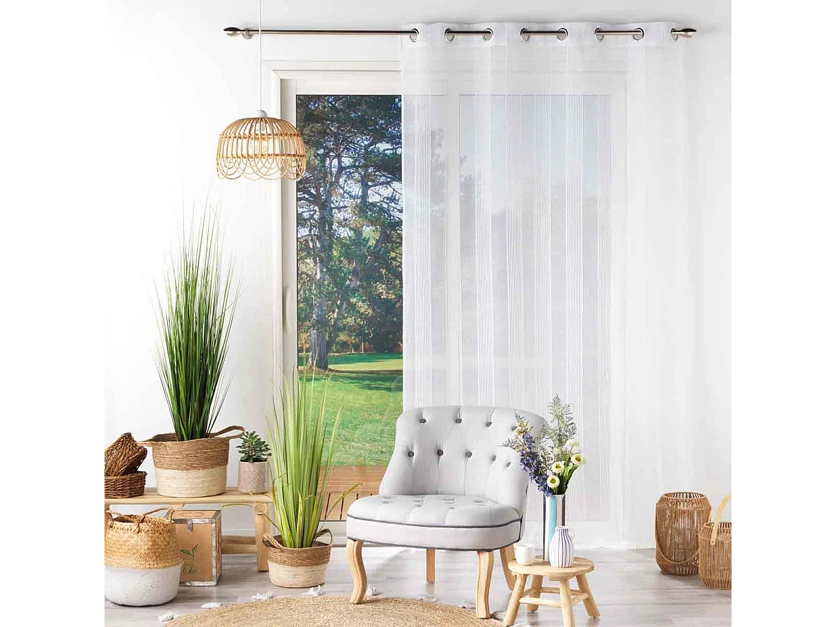 Rideau Voilage à Œillets "Elizeon" 140x280cm Blanc